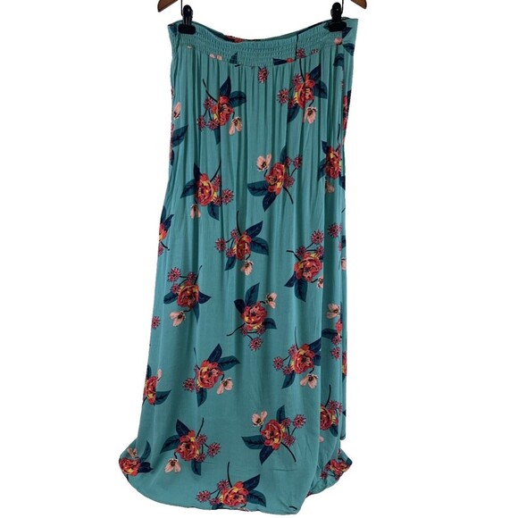 Express Floral Outfit Maxi Skirt Kimono Wrap Top Teal Rayon Womens Large New Tag - Picture 6 of 16